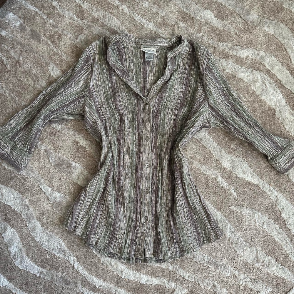 Essentials Gray Striped Button-Down Shirt